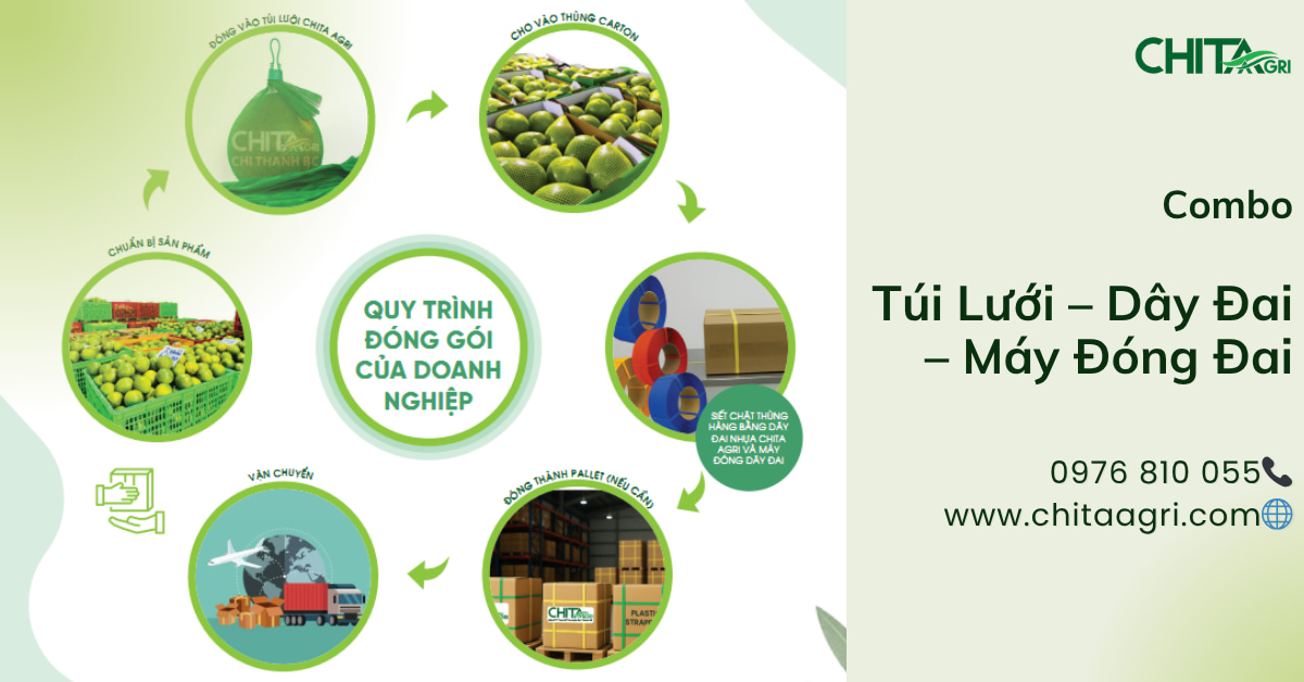 Combo Túi Lưới – Dây Đai – Máy Đóng Đai từ Nhựa Chí Thành BC