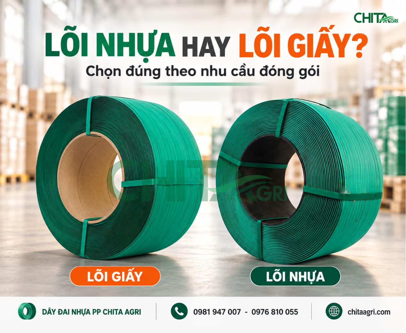 Dây đai nhựa lõi nhựa và dây đai lõi giấy đều có thể đáp ứng nhu cầu đóng gói nếu phù hợp với thiết bị, điều kiện bảo quản và quy trình vận hành của doanh nghiệp.