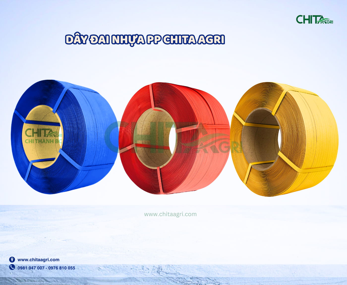 Dây đai nhựa PP Chita Agri chất lượng cao – màu sắc đẹp – kích thước chuẩn – cuộn dây ổn định