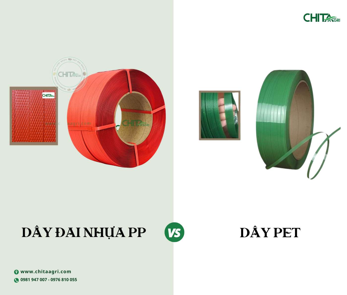 So sánh dây đai nhựa PP và Dây PET