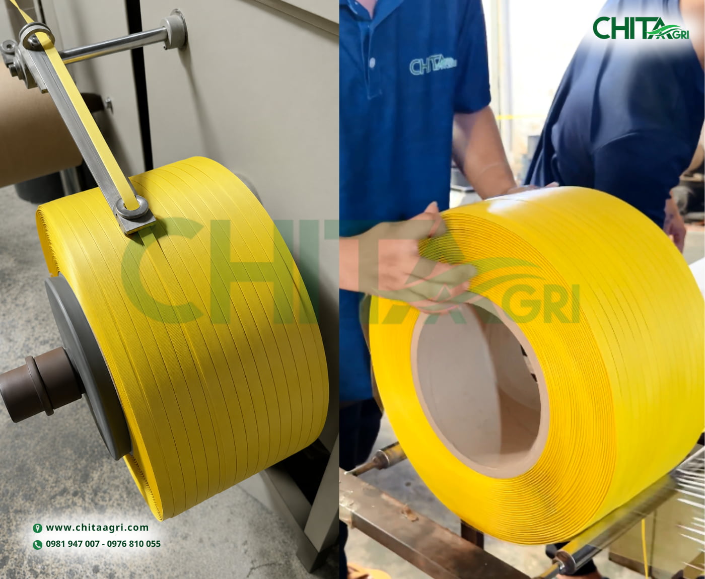 Tại Chita Agri, mỗi cuộn dây đai đều được kiểm tra chất lượng, vệ sinh ngoại quan, quấn màng bọc đồng đều sau khi sản xuất