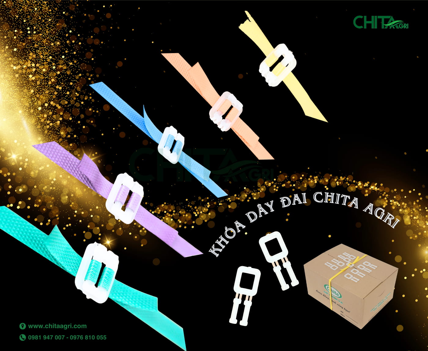 Khóa dây đai (Bọ nhựa) Chita Agri giúp cố định dây đai chắc chắn, giữ kiện hàng ổn định trong suốt quá trình vận chuyển.