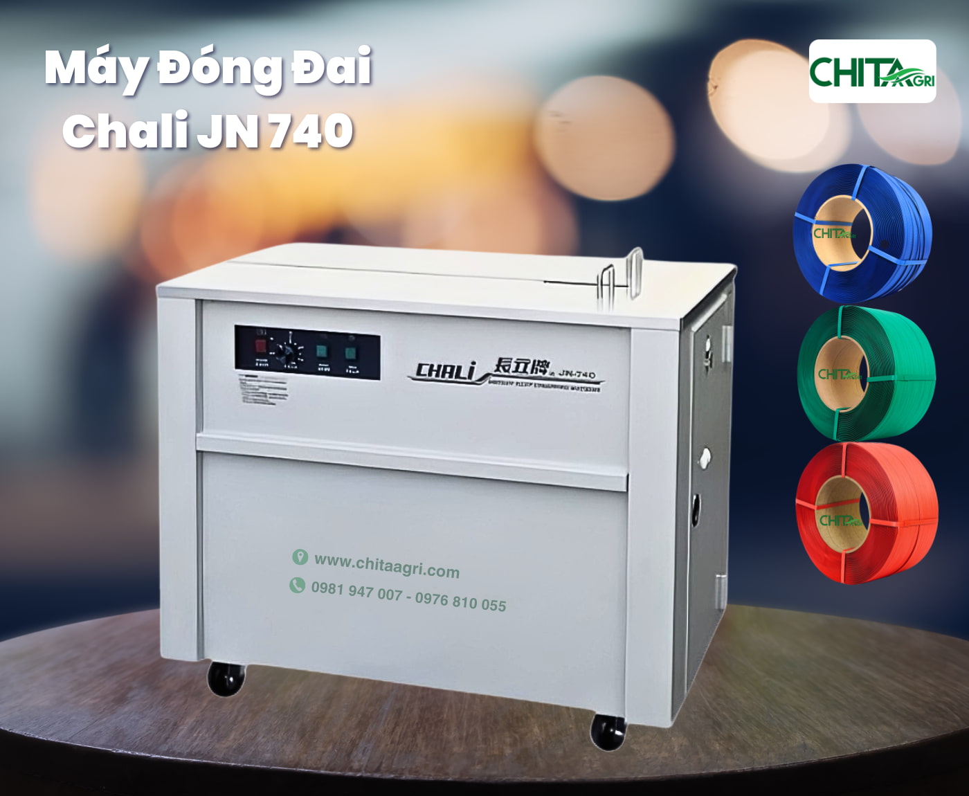 Máy đóng dây đai nhựa Chali JN740 chính hãng – do Nhựa Chí Thành BC phân phối
