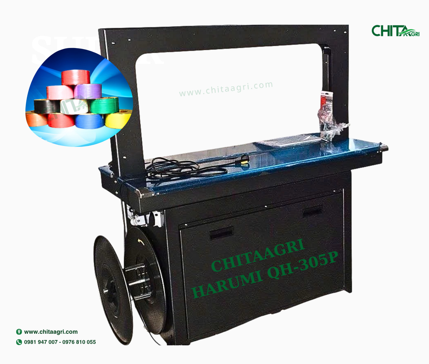 Máy đóng dây đai nhựa Harumi QH 305P được phân phối chính hãng từ Nhựa Chí Thành BC