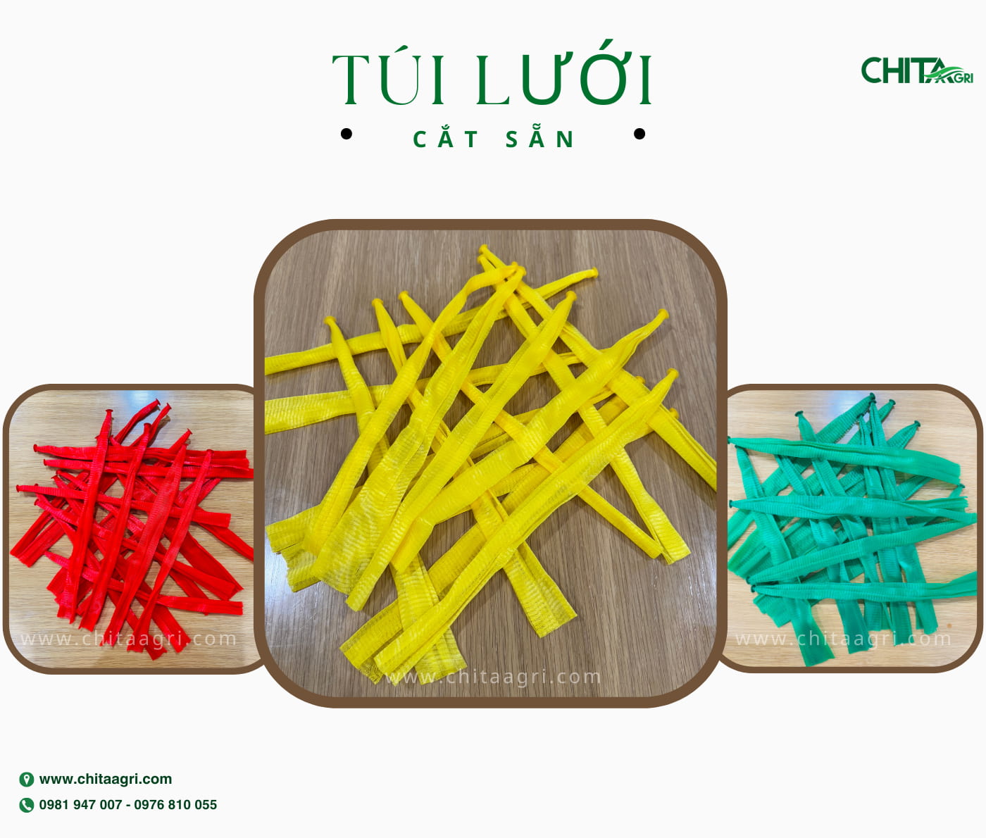 Túi lưới cắt sẵn Chita Agri được thiết kế thông thoáng, giúp hàng hóa “thở” tốt, hạn chế ẩm và giữ độ tươi trong suốt quá trình lưu kho, vận chuyển, bảo quản và bán lẻ.