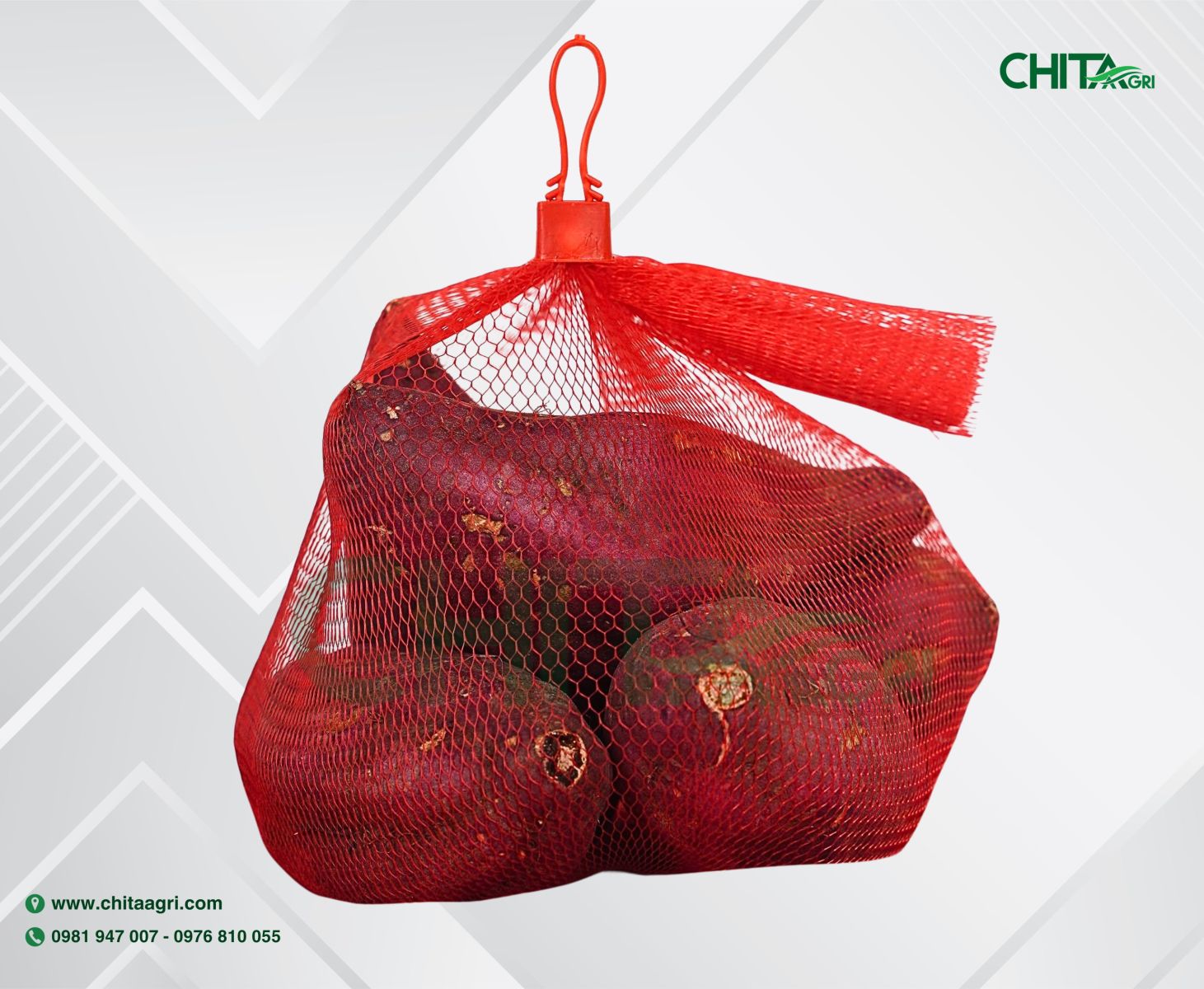 Túi lưới đựng khoai lang Chita Agri – trưng bày đẹp mắt và bảo quản hiệu quả cho vựa nông sản, siêu thị và cửa hàng tiện lợi.