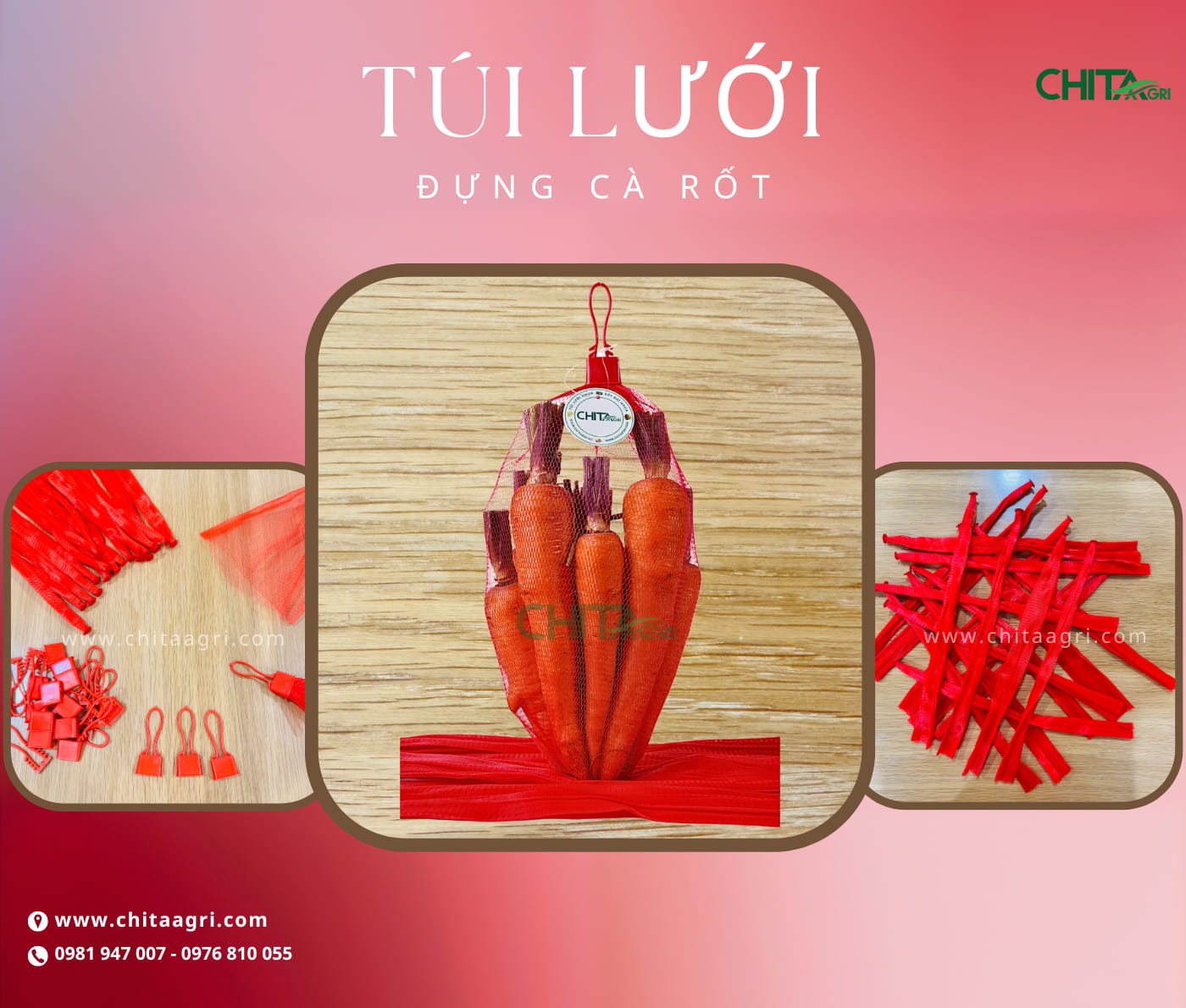 Túi lưới nhựa Chita Agri giúp hàng hóa nổi bật hơn khi trưng bày, tăng tính gọn gàng và chuyên nghiệp tại điểm bán