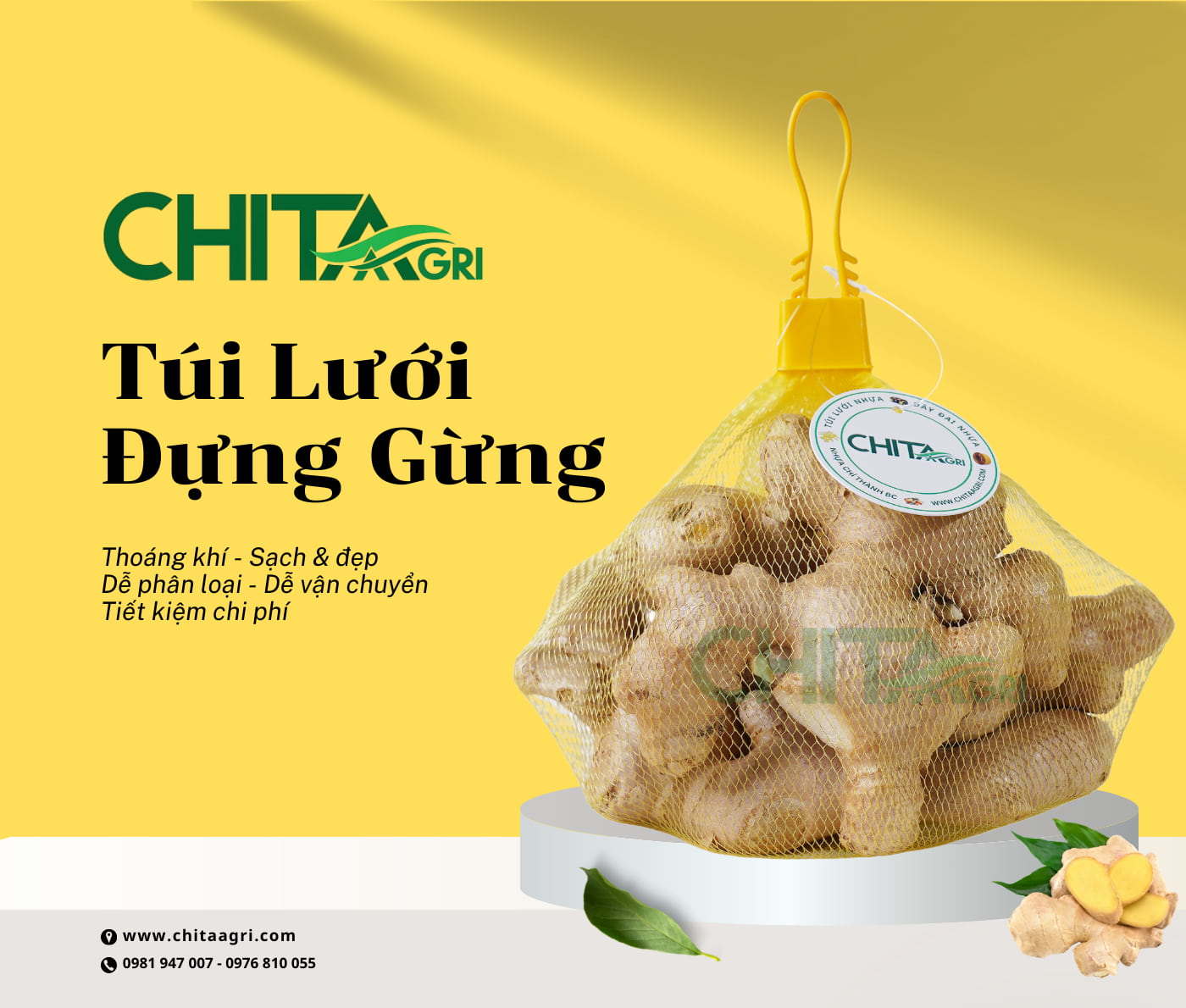 Túi Lưới Đựng Gừng – Giúp Gừng Thoáng Khí, Hạn Chế Mốc Hư Và Giữ Tươi Lâu Hơn