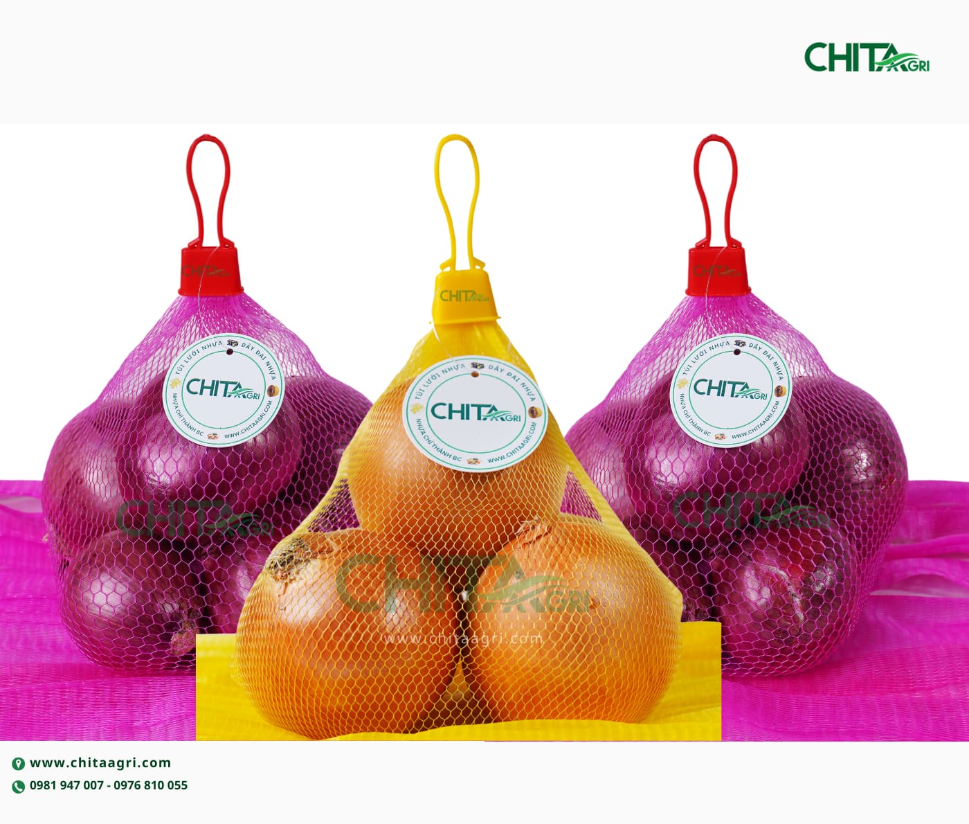 Túi lưới đựng hành tây Chita Agri giúp tăng tính thẩm mỹ – Hàng hóa nhìn hấp dẫn và “tươi” hơn