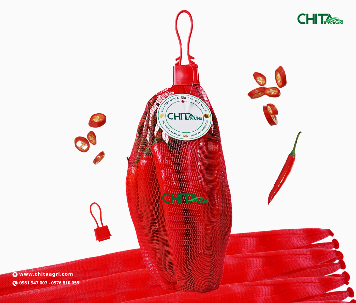 Túi lưới đựng ớt sừng giúp sản phẩm thông thoáng, giữ màu đẹp và hạn chế hư hỏng.