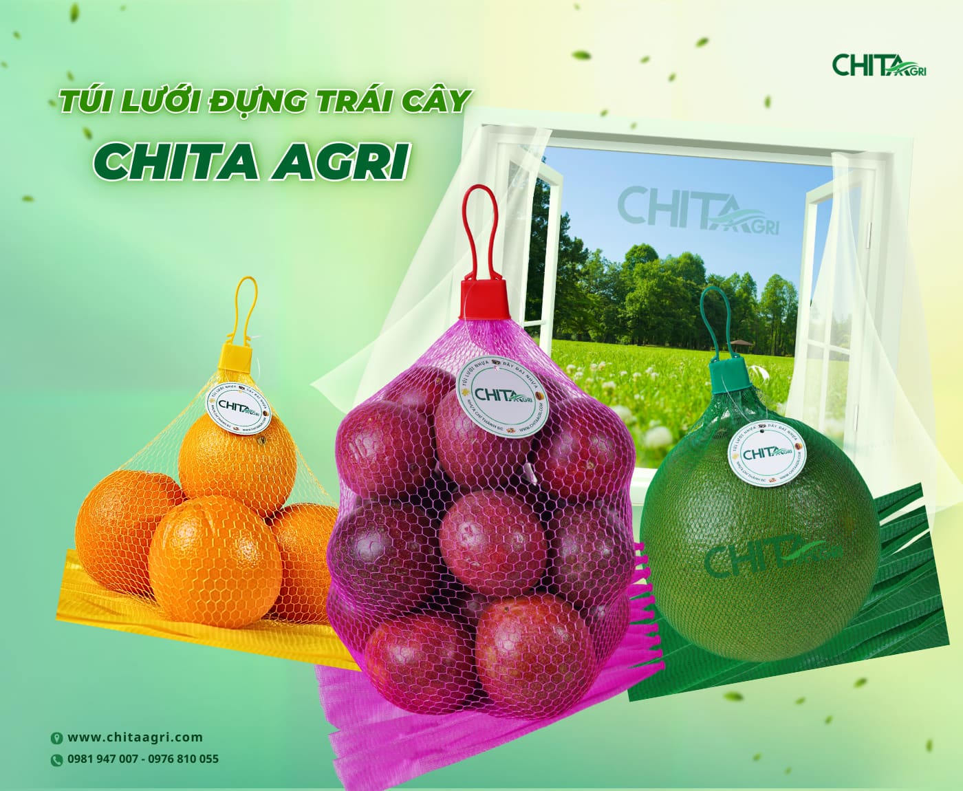Túi lưới nhựa Chita Agri được thiết kế thông thoáng, giúp hàng hóa “thở” tốt, hạn chế ẩm và giữ độ tươi trong suốt quá trình lưu kho – vận chuyển.