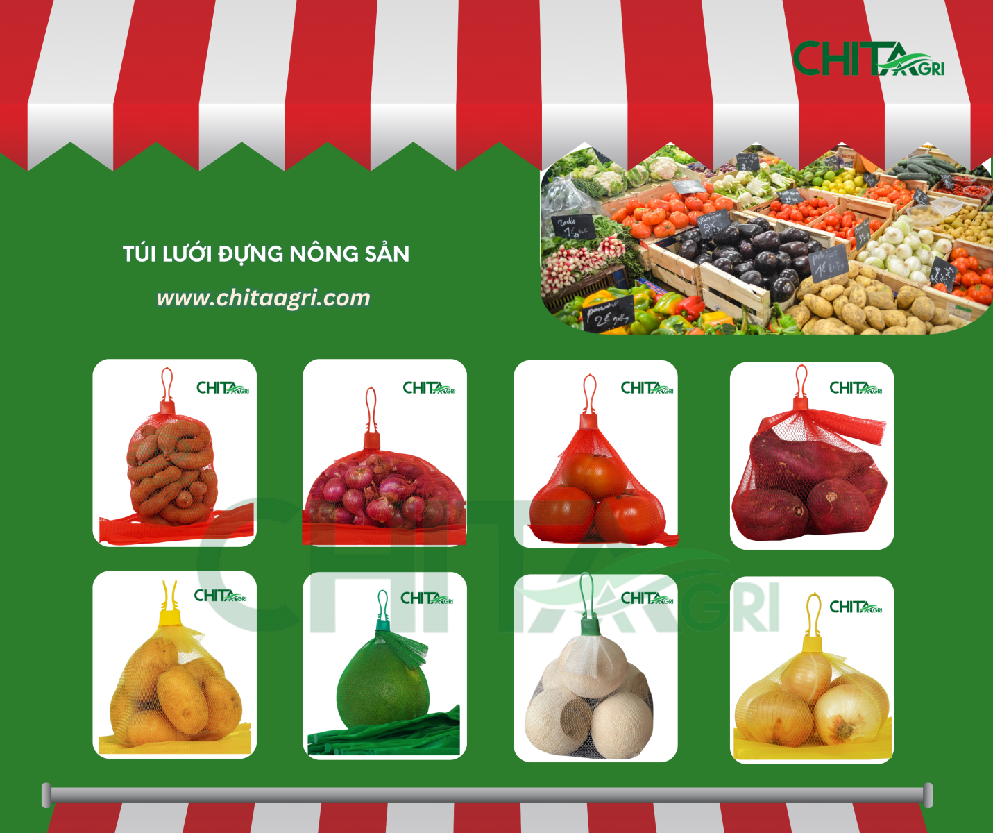Túi lưới đựng nông sản được trưng bày nhiều ở siêu thị